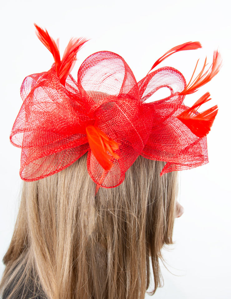 Fascinator | Loop Feather Bow | Red