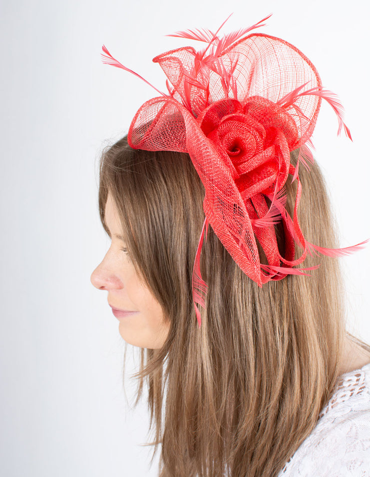 Fascinator | Rose Feather | Coral