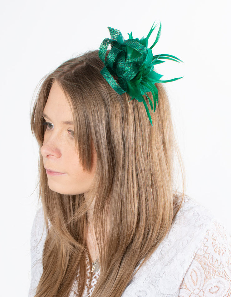 Fascinator | Small Feather Brooch | Green