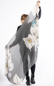 Floral Sketch Pashmina | Grey