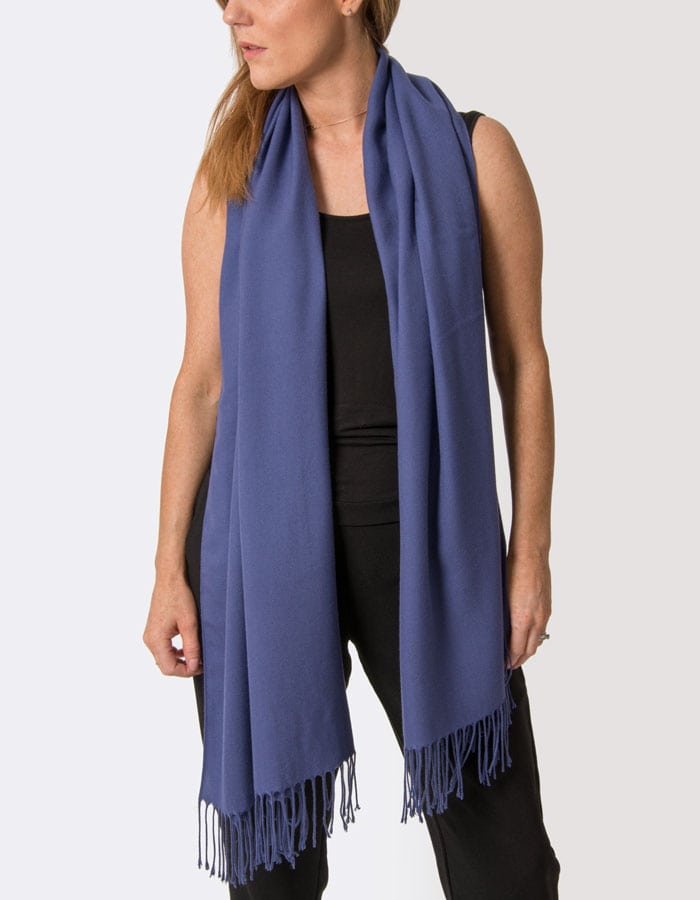 Image Showing a French Navy Pashmina Shawl Wrap