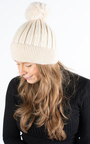 Hat | Knitted Stripe |  Beige