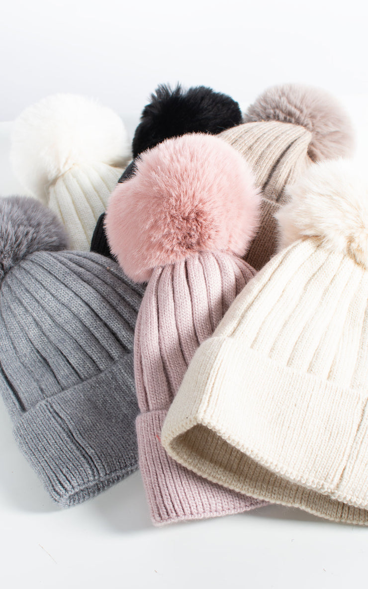 Hat | Knitted Stripe |  Beige