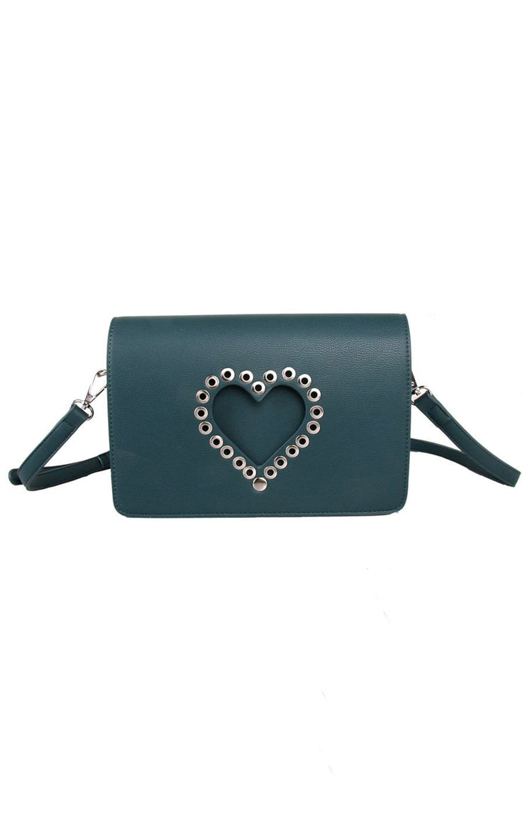 Heart Stud Cross Body Bag | Emerald