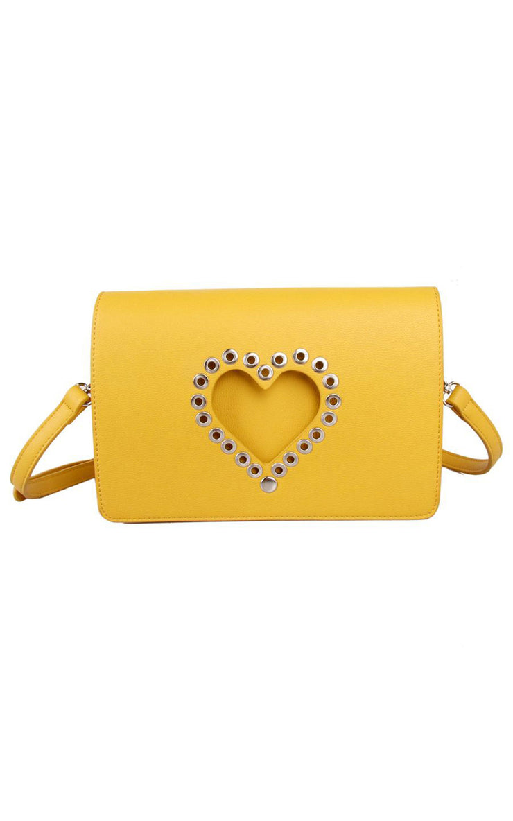 Heart Stud Cross Body Bag | Mustard