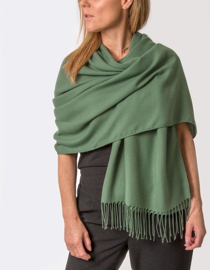 an image showing a khaki green pashmina