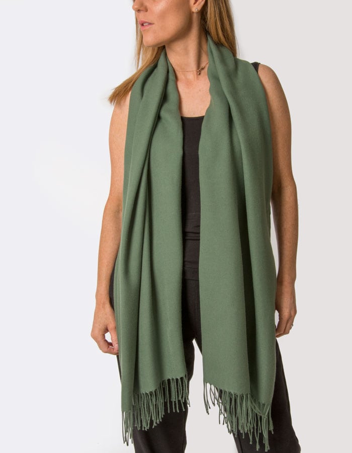 an image showing a khaki green pashmina