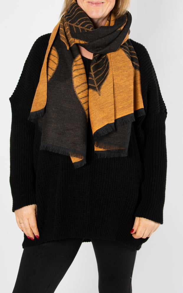 Leaf Print Reversible | Pashmina | Orange