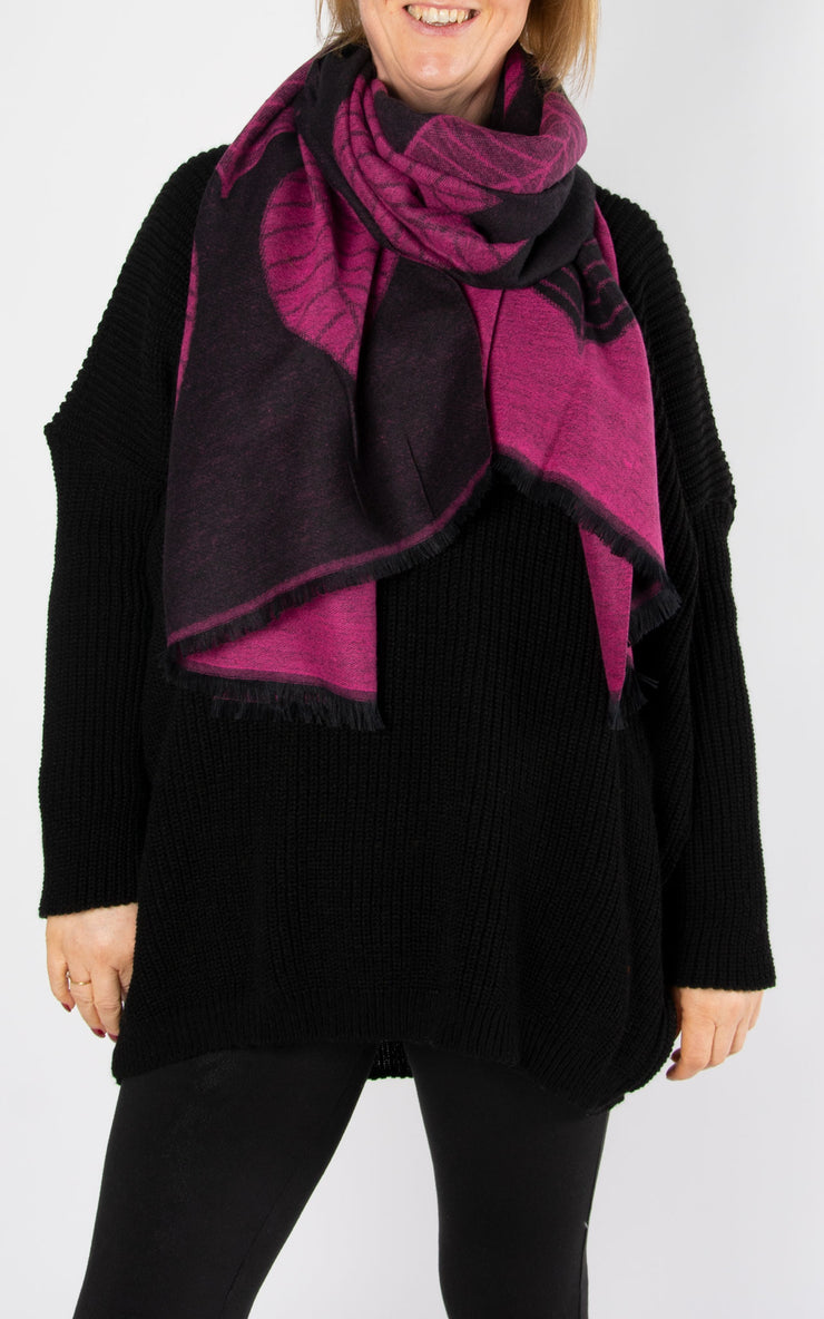 Leaf Print Reversible | Pashmina | Pink