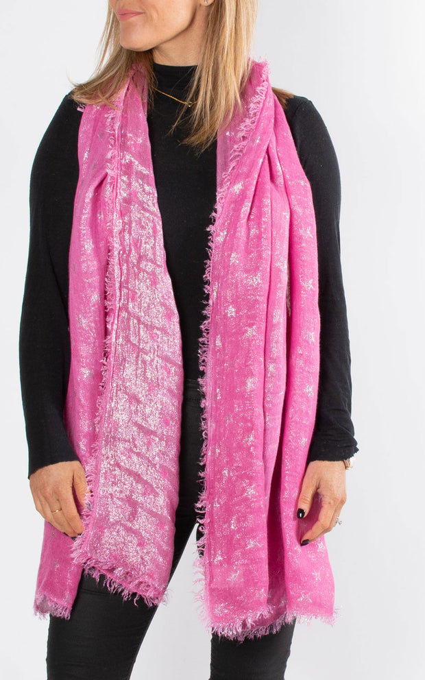 Metallic Star Scarf | Large Star | Hot Pink