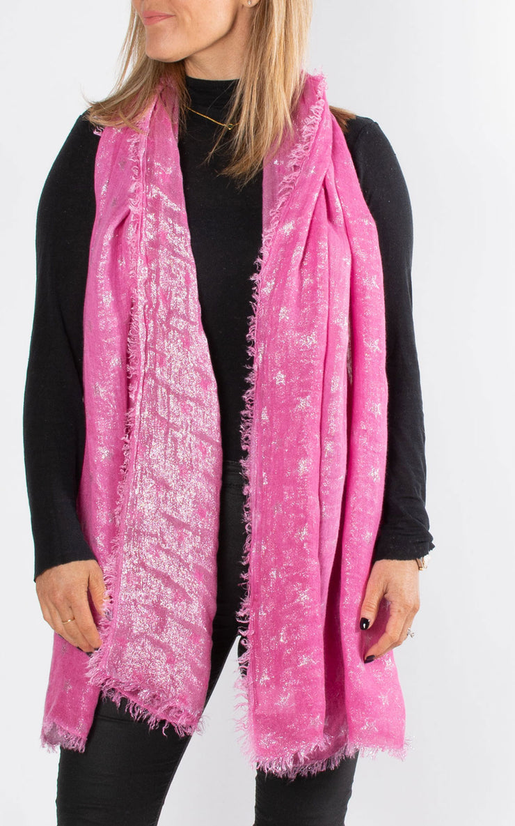 Metallic Star Scarf | Large Star | Hot Pink