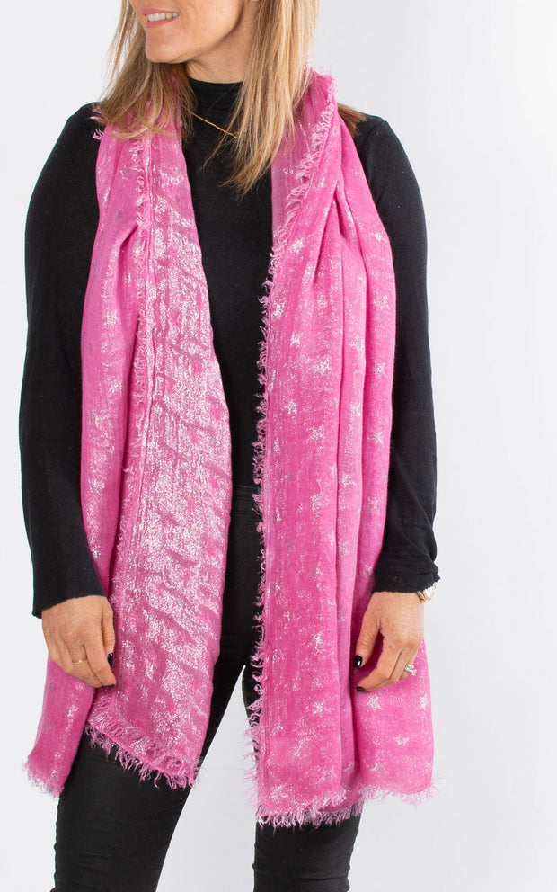 Metallic Star Scarf | Large Star | Hot Pink