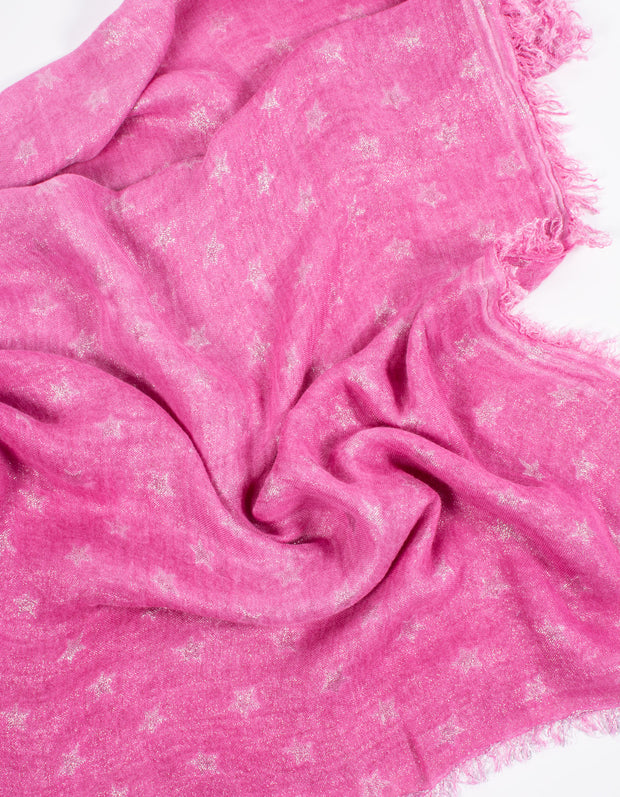 Metallic Star Scarf | Large Star | Hot Pink