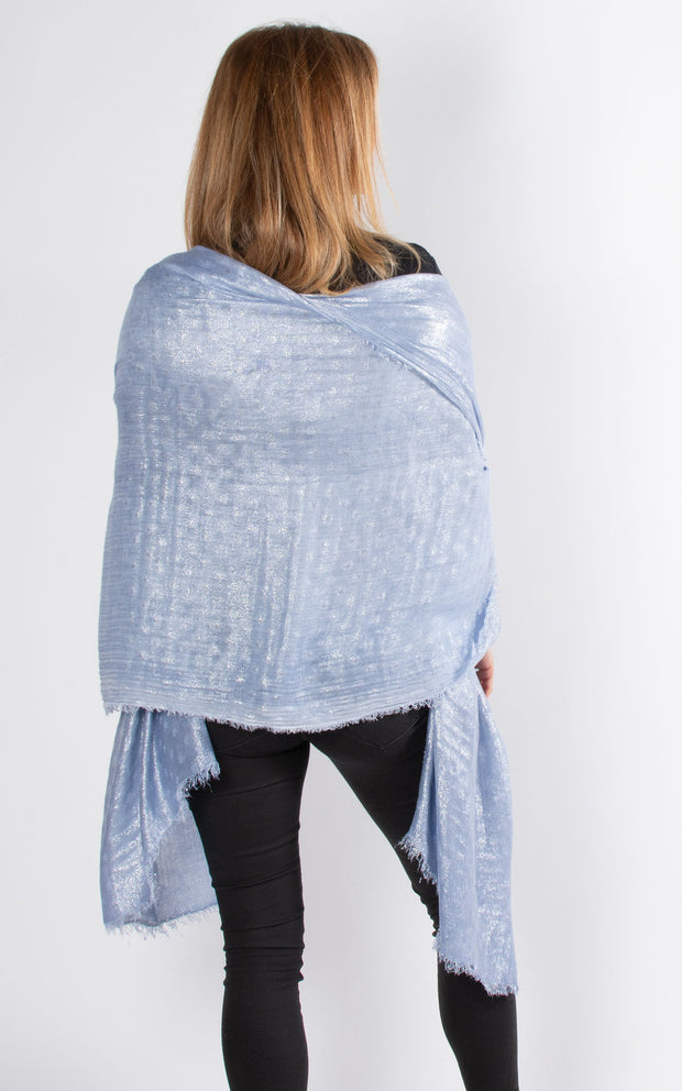 Metallic Star Scarf | Small Star | Denim Blue