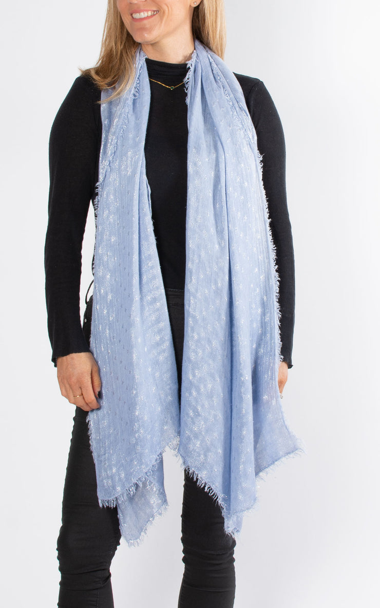 Metallic Star Scarf | Small Star | Denim Blue