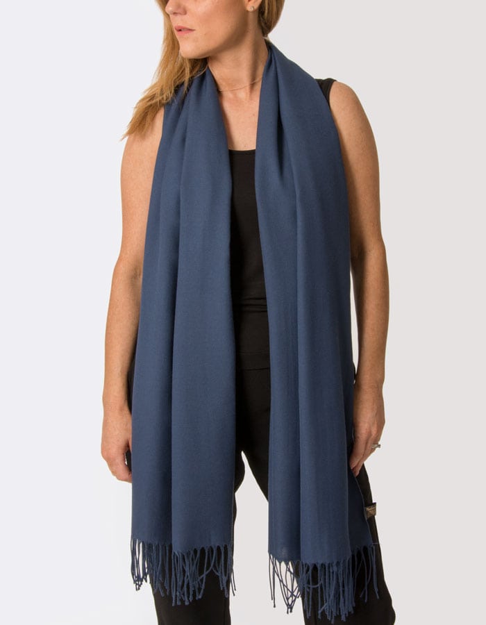 Image Showing Moonlight Blue Pashmina Shawl Wrap