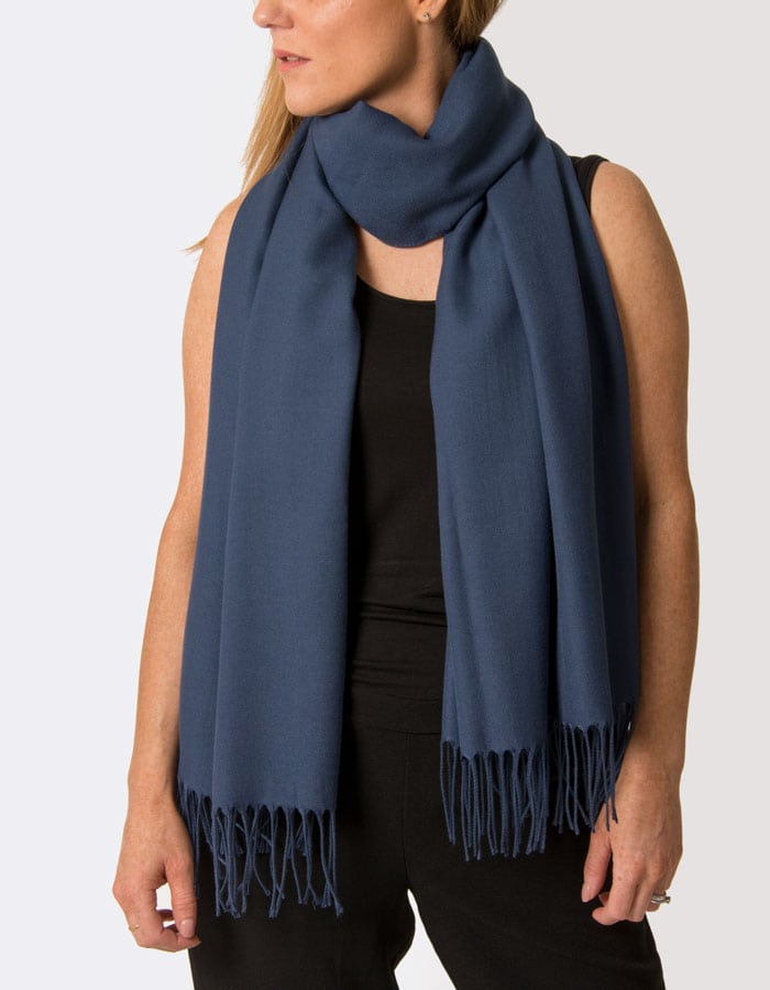 Image Showing Moonlight Blue Pashmina Shawl Wrap