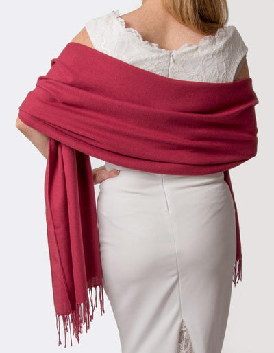 Mulberry Red Wedding Pashmina - Made In Italy