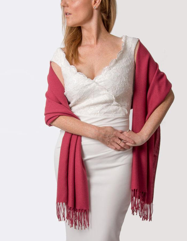 Mulberry Red Wedding Pashmina - Made In Italy