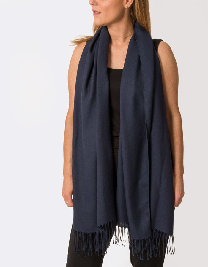 Image Showing Navy Pashmina Shawl Wrap