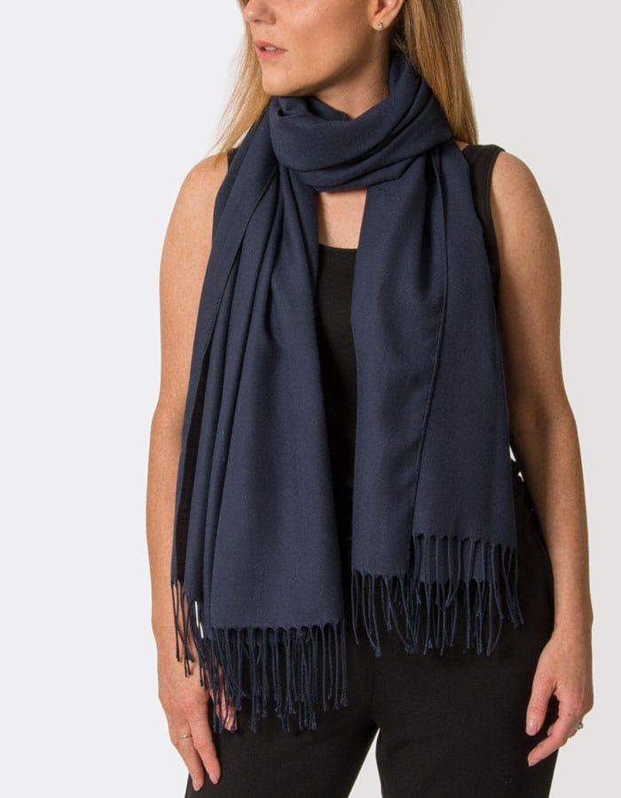 Image Showing Navy Pashmina Shawl Wrap