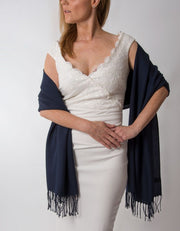 an image showing a navy blue wedding pashmmina