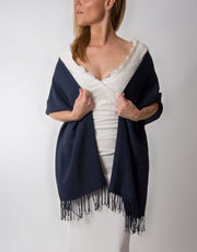 an image showing a navy blue wedding pashmina