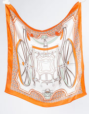 Orange Coach Print Square Silk Scarf