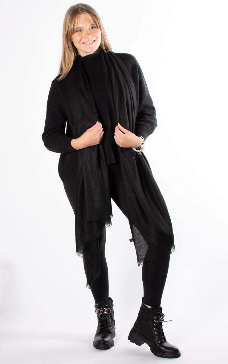 Oversized Pashmina Shawl Wrap Scarf - Black