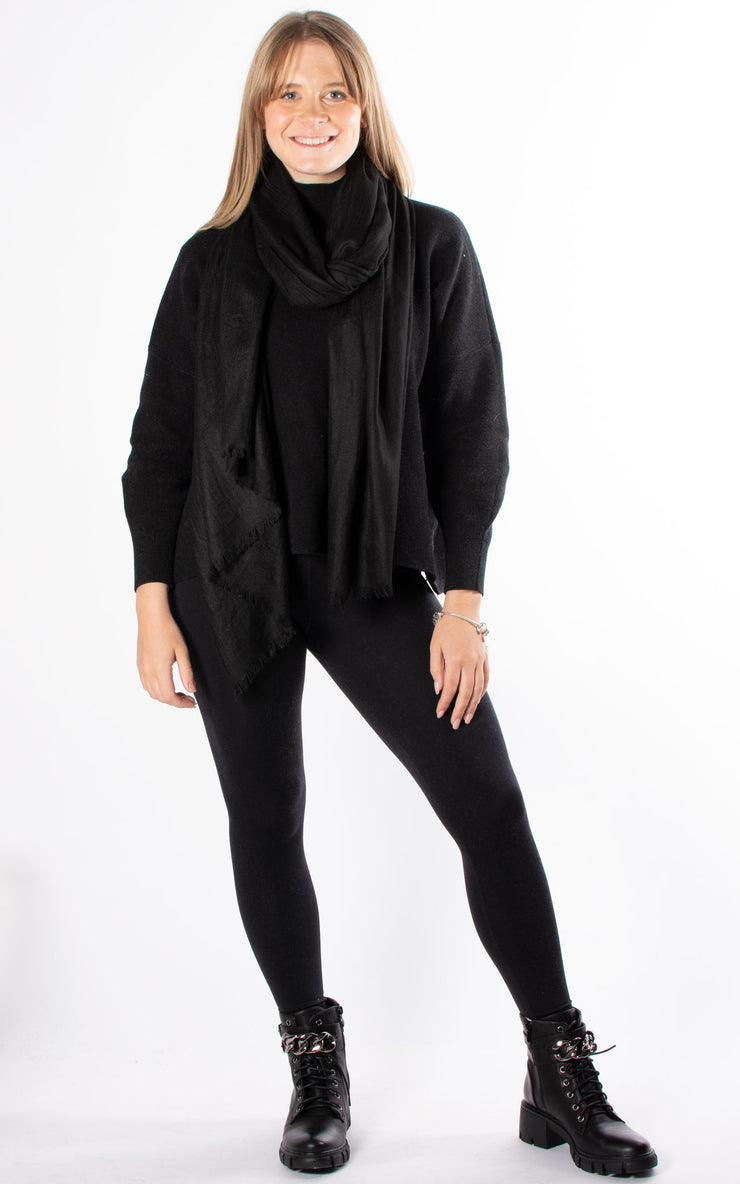 Oversized Pashmina Shawl Wrap Scarf - Black