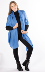 Oversized Pashmina Shawl Wrap Scarf - Blue