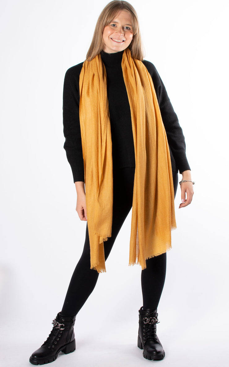 Oversized Pashmina Shawl Wrap Scarf - Mustard