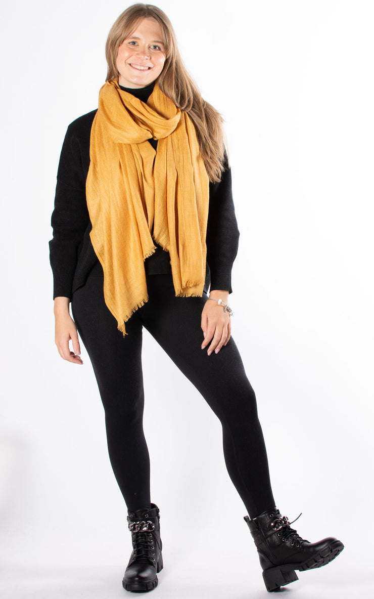 Oversized Pashmina Shawl Wrap Scarf - Mustard