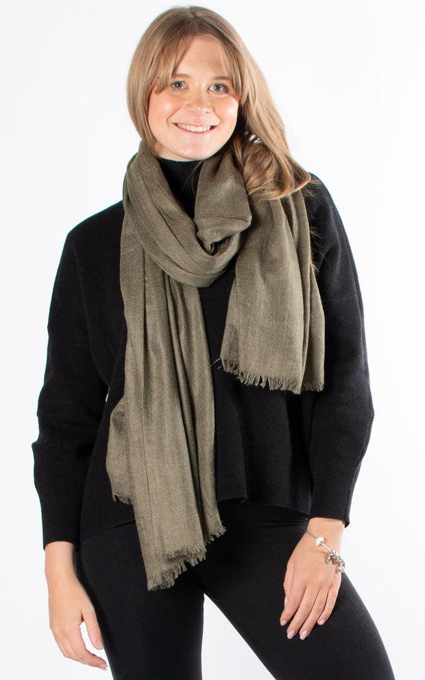 Oversized Pashmina Shawl Wrap Scarf - Olive Green