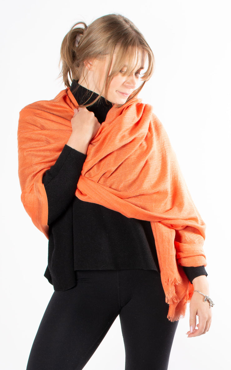 Oversized Pashmina Shawl Wrap Scarf - Orange