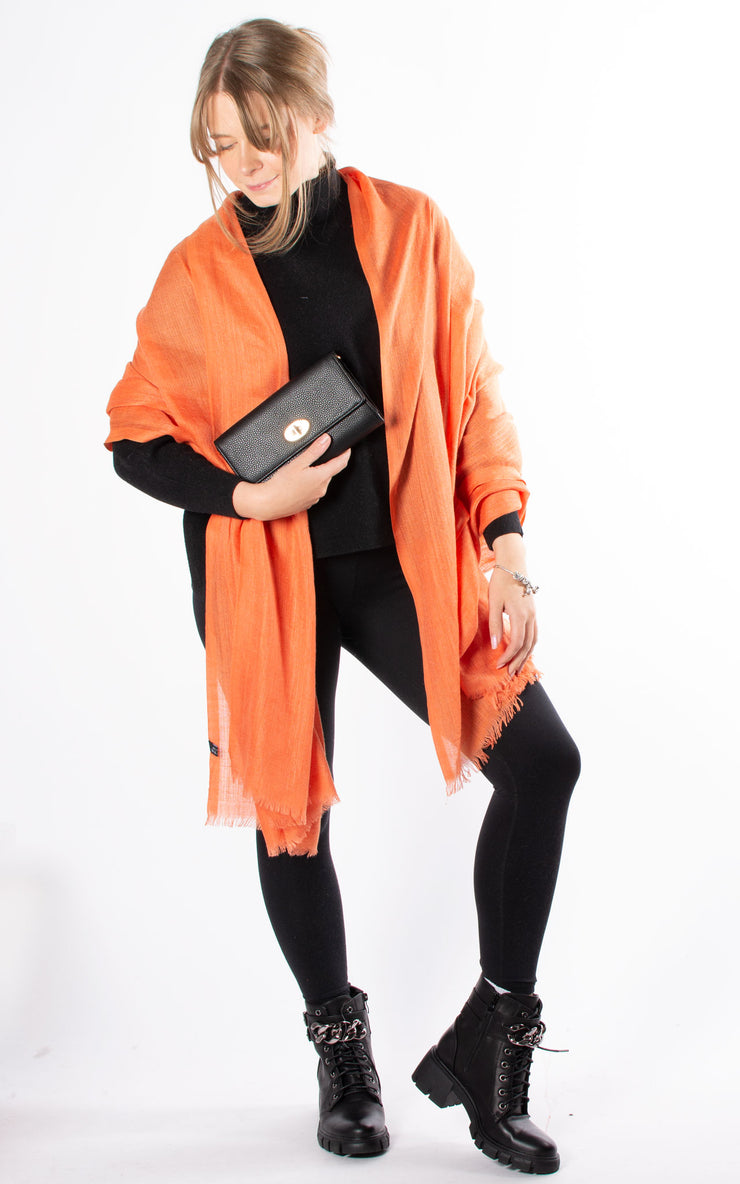 Oversized Pashmina Shawl Wrap Scarf - Orange