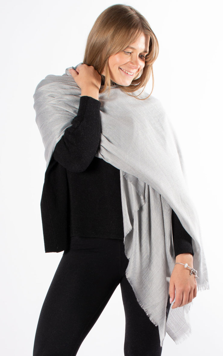 Oversized Pashmina Shawl Wrap Scarf - Silver Grey