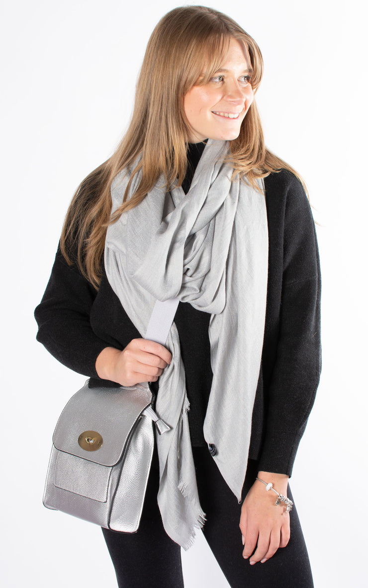 Oversized Pashmina Shawl Wrap Scarf - Silver Grey