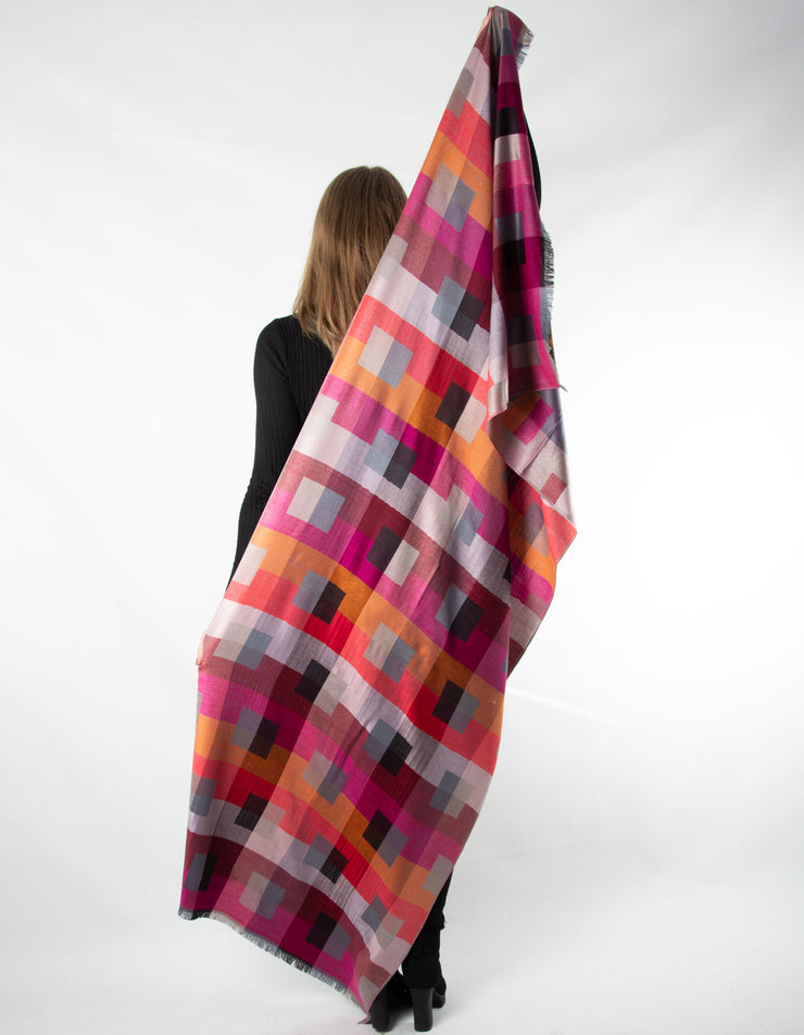 Patterned Pashmina Geometric Multicoloured Hot Pink