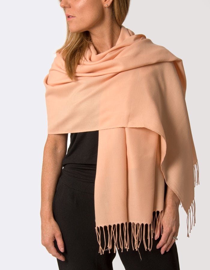 an image showing a peach coloured pashmina