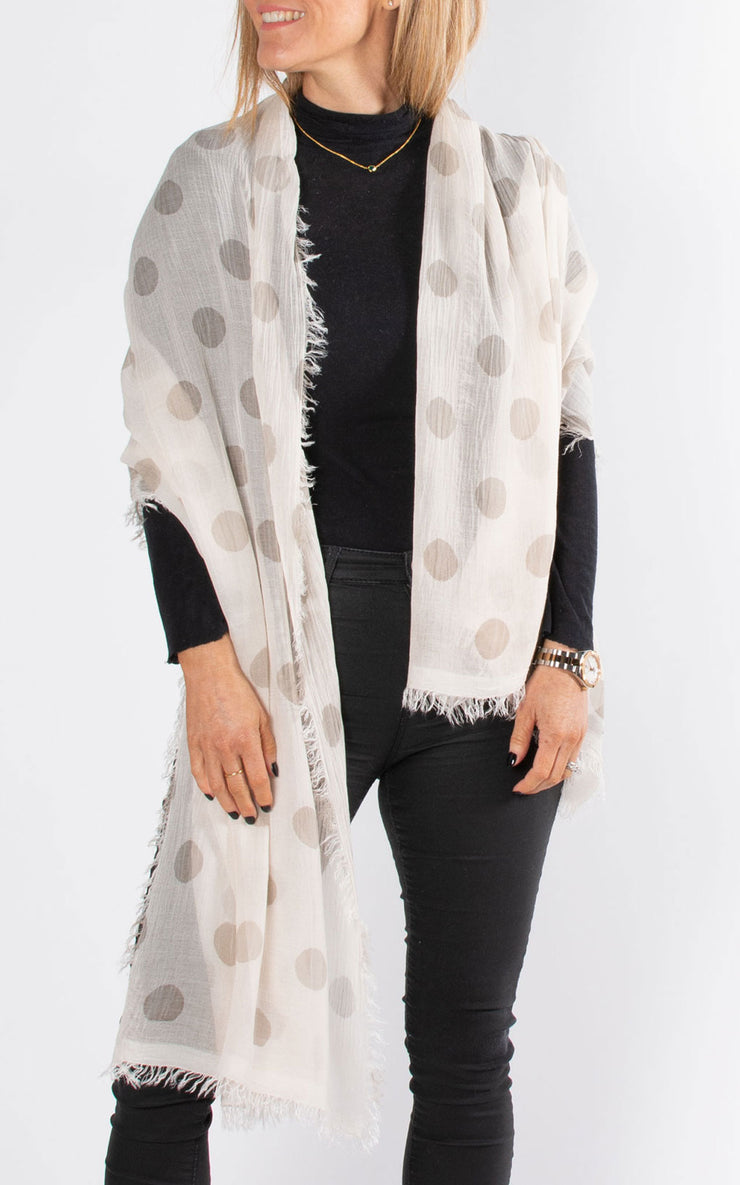 Polka Dot Bamboo Scarf | Beige