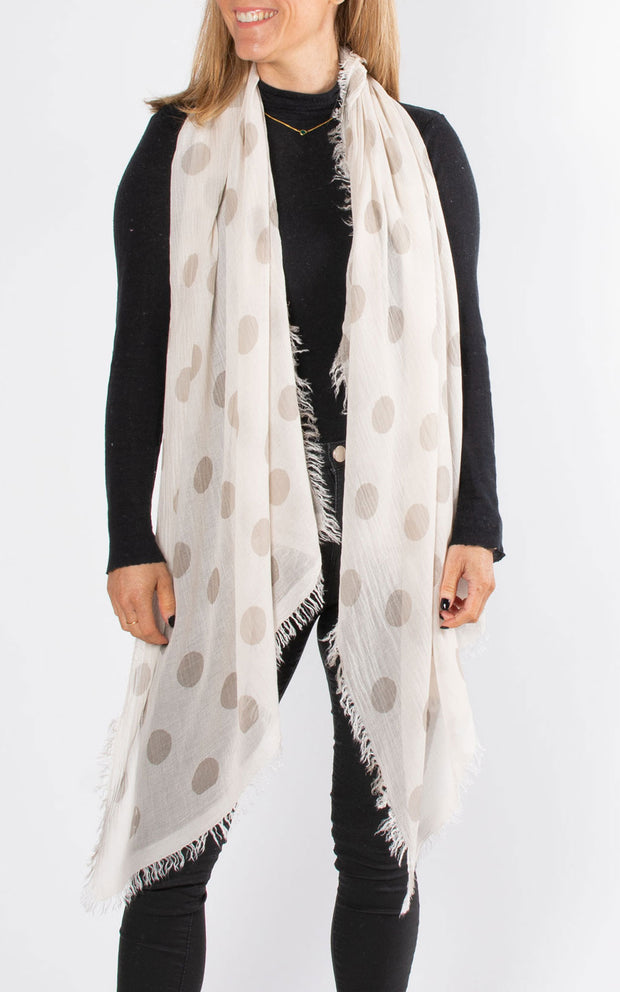 Polka Dot Bamboo Scarf | Beige