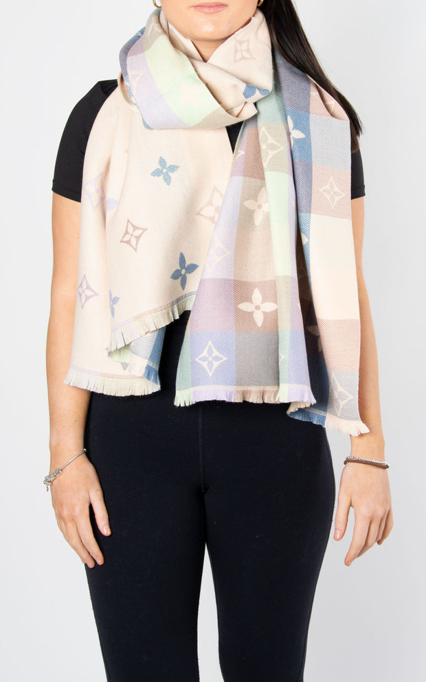 Scarf: Print Scarf | Beige