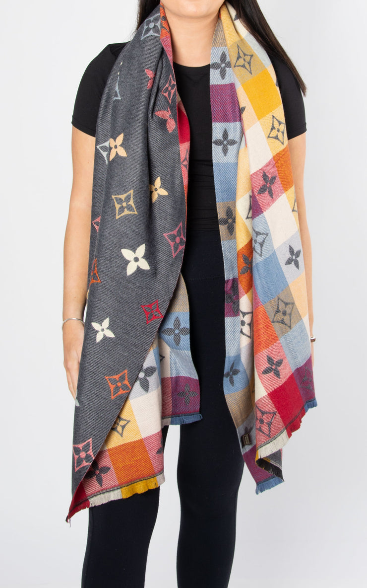 Scarf: Print Scarf | Dark Grey