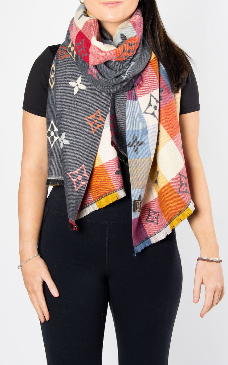 Scarf: Print Scarf | Dark Grey