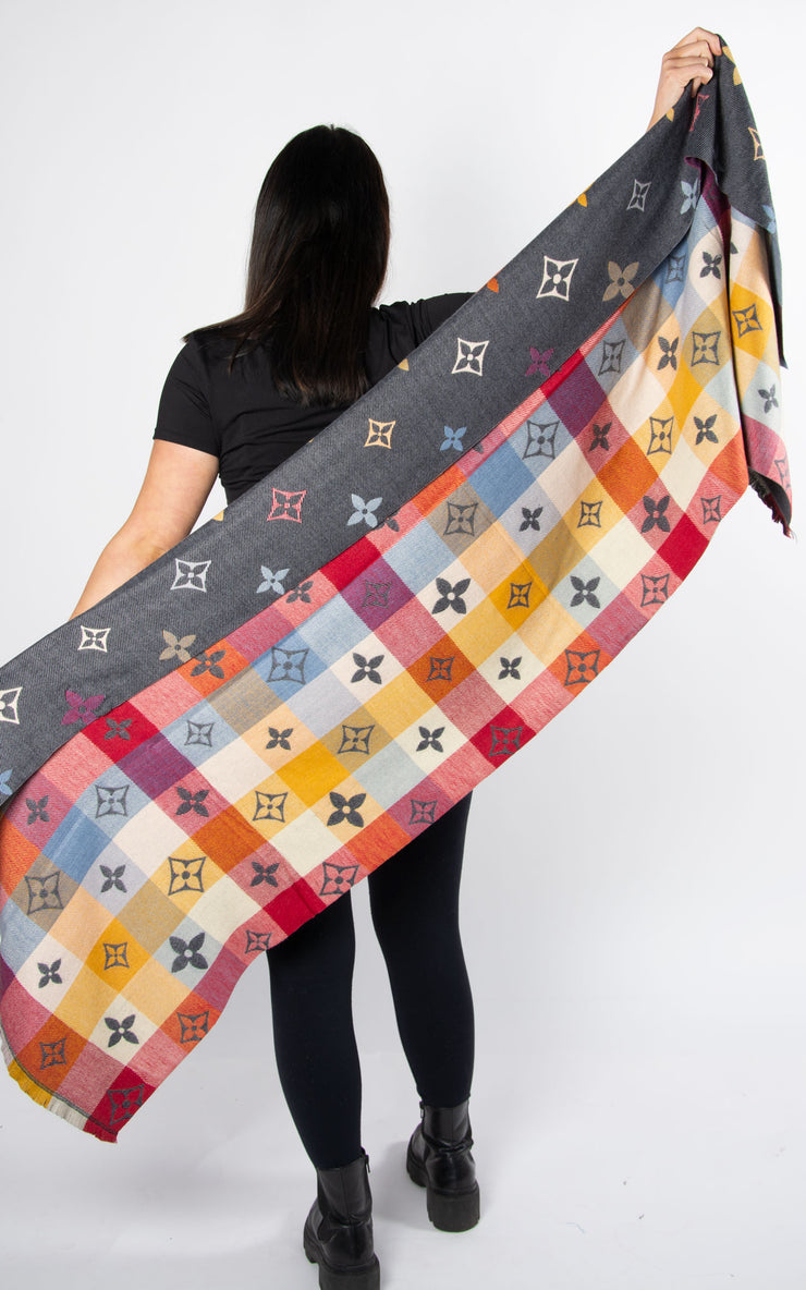 Scarf: Print Scarf | Dark Grey