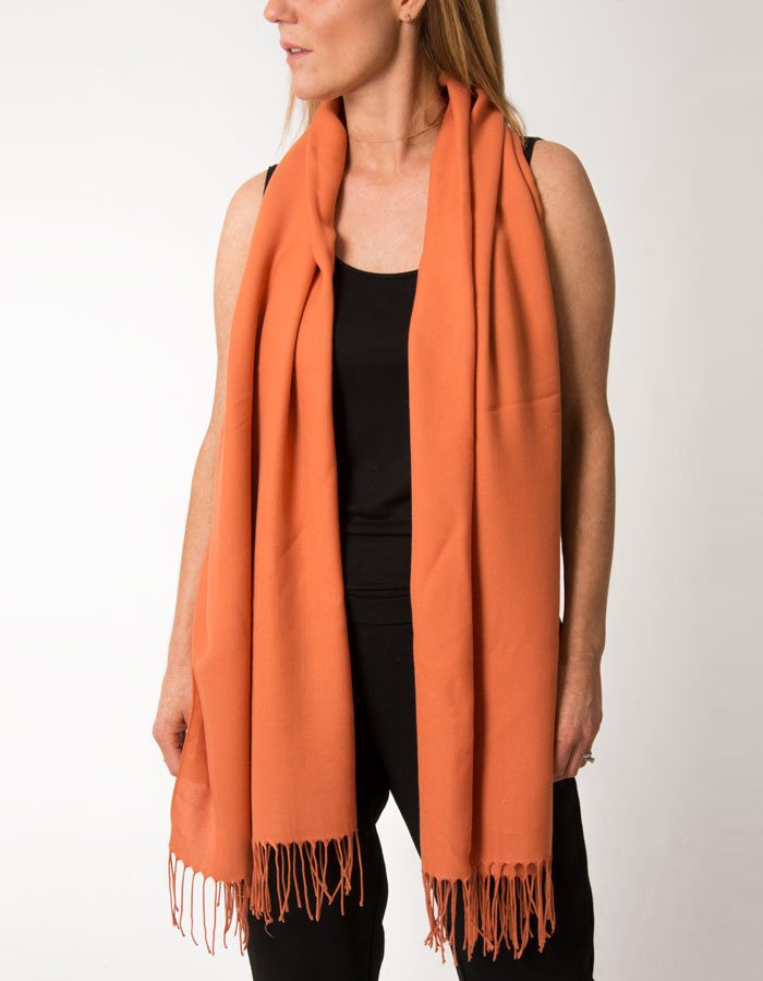 An image showing a pumpkin orange pashmina