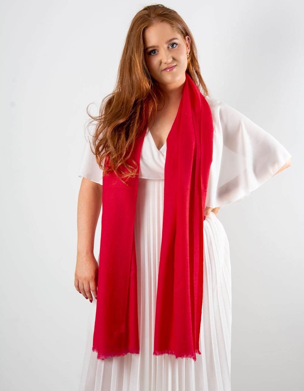 Women's Pashmina Scarf Shawl – Red Paisley Design, Soft Silk Cashmere Blend, New With Tags