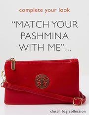 an image showing a red clutch bag