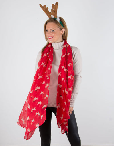 an image showing a Red Rudolph Christmas Scarf